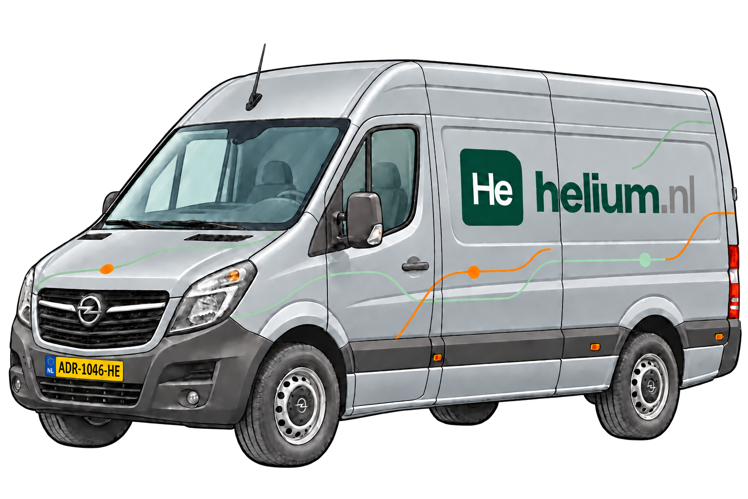 Metallic grey Opel Movano delivery van of Helium.nl