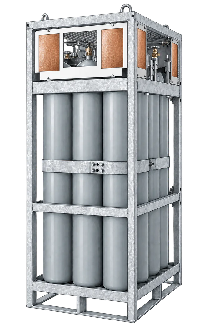 Bundle of helium cylinders